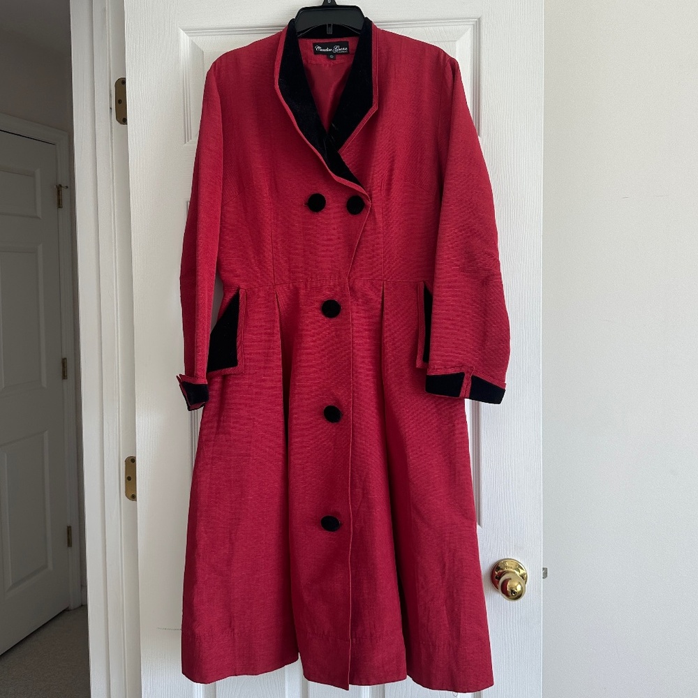 Candice Gwinn Red and Black Velvet A Line Jacket